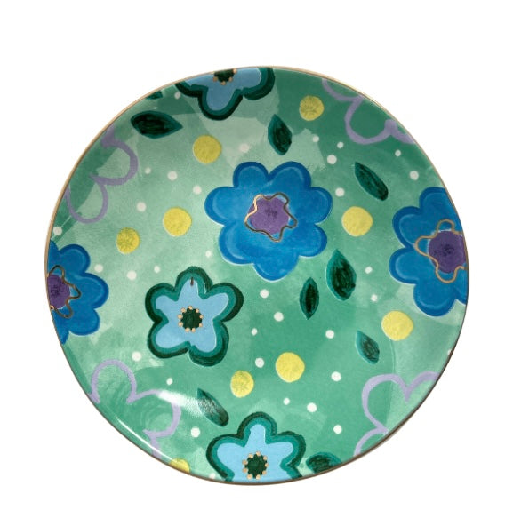 Carla Dinnage Foxy Flower Green Trinket Bowl