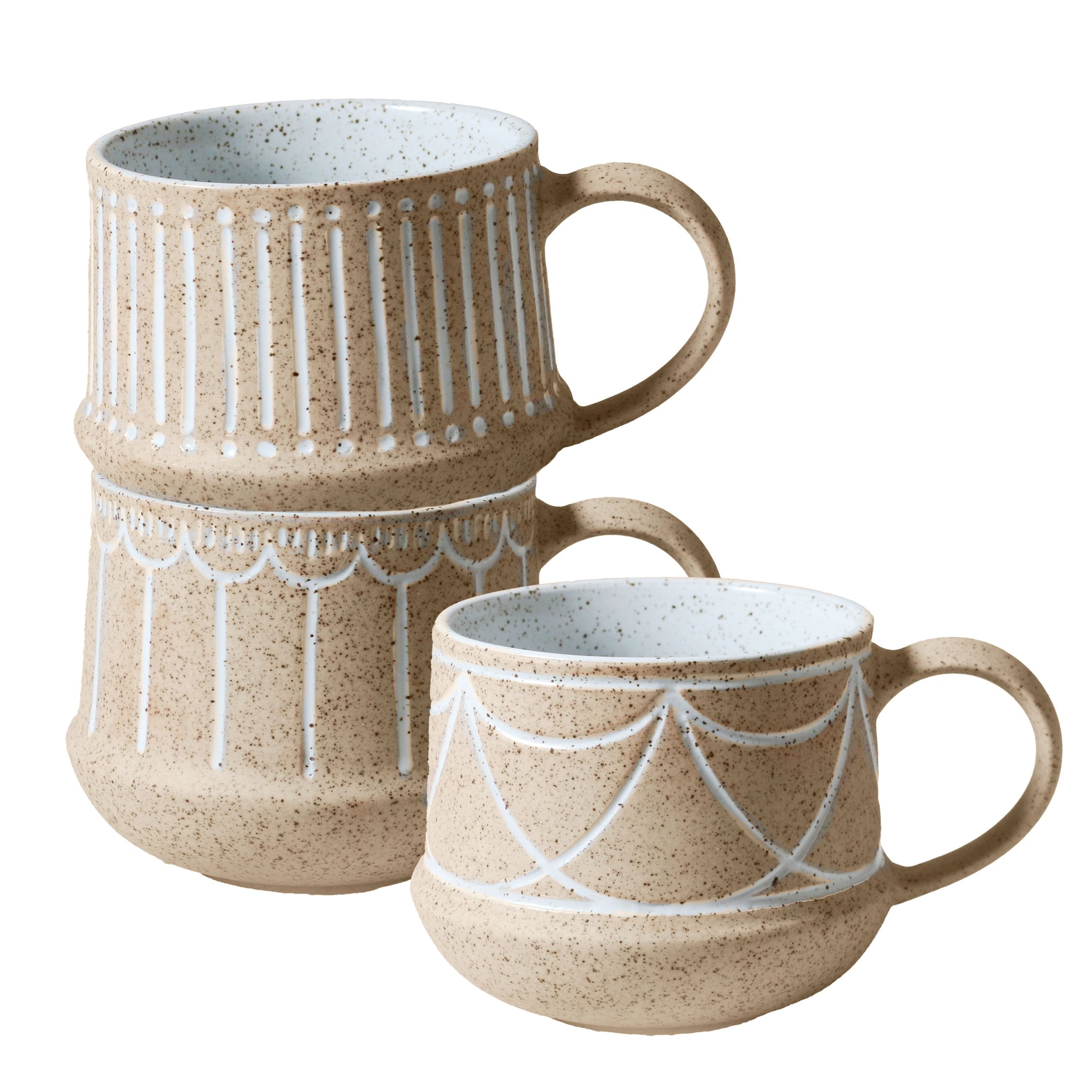Robert Gordon Mugs Set 3 W/Etching Mixed Natural Entertainer