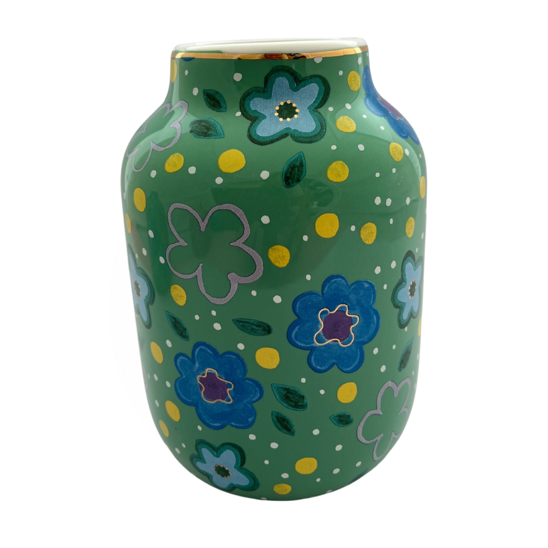 Carla Dinnage Foxy Flower Large Green Vase