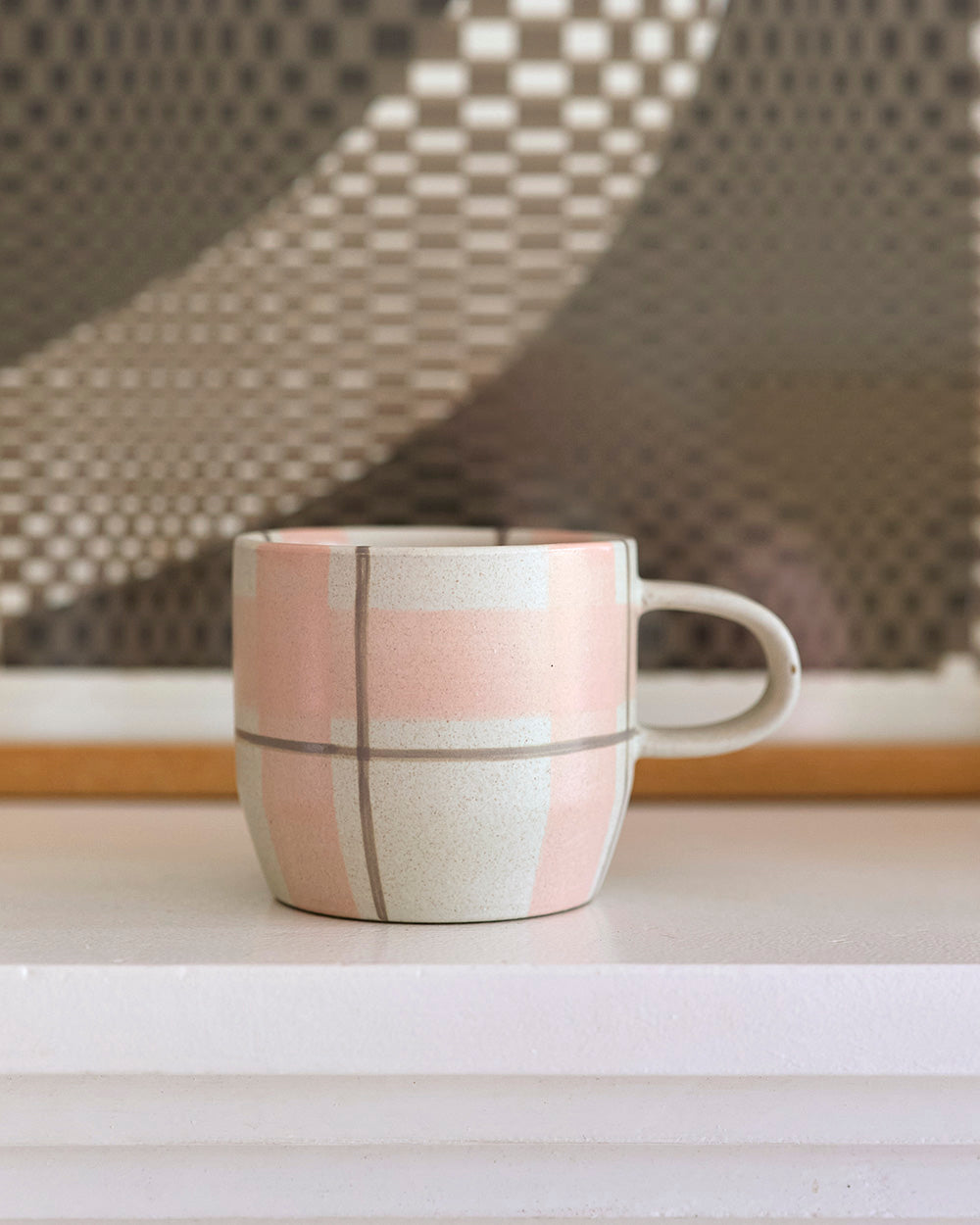 Robert Gordon Blush & Grey Check Mug - Cat's Pyjamas