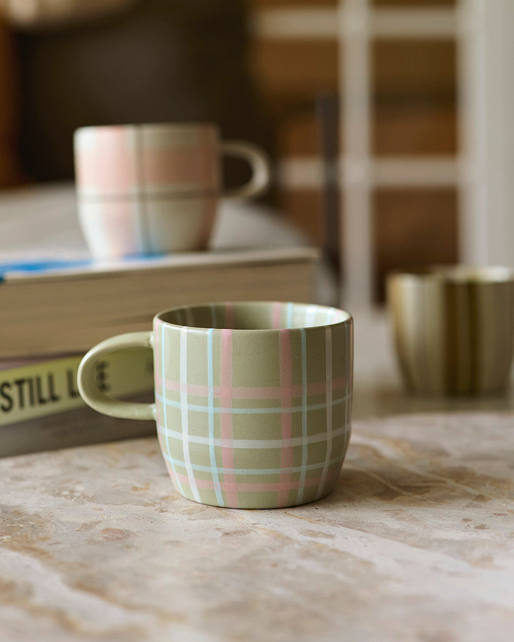 Robert Gordon Sage & Blush Check Mug - Cat's Pyjamas