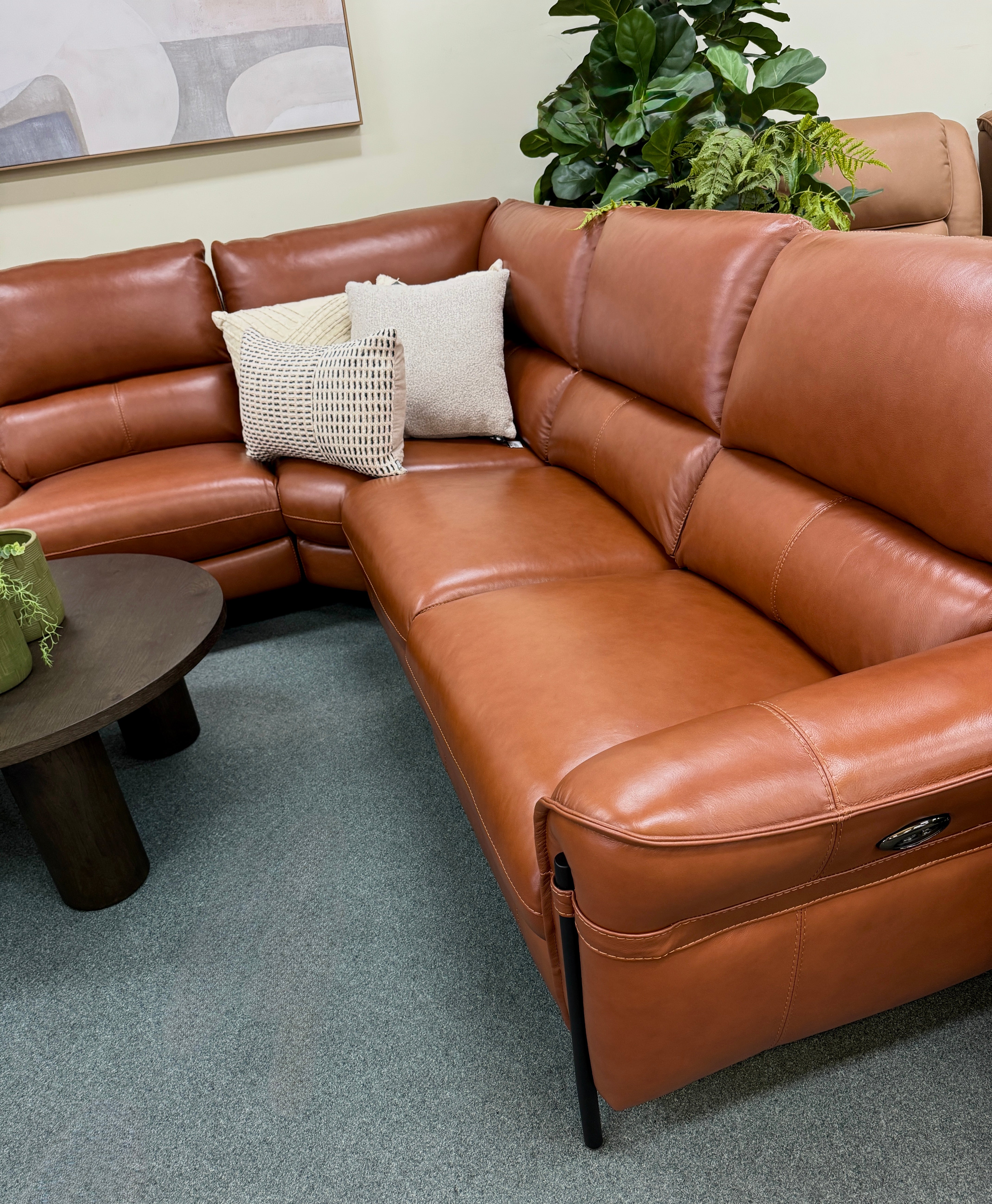Lily Leather Corner Lounge w Electric Recliner