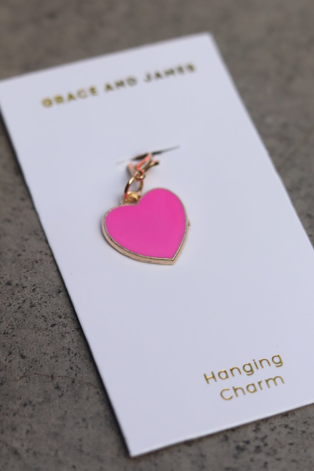 Grace and James Hanging Charm - Pink Heart