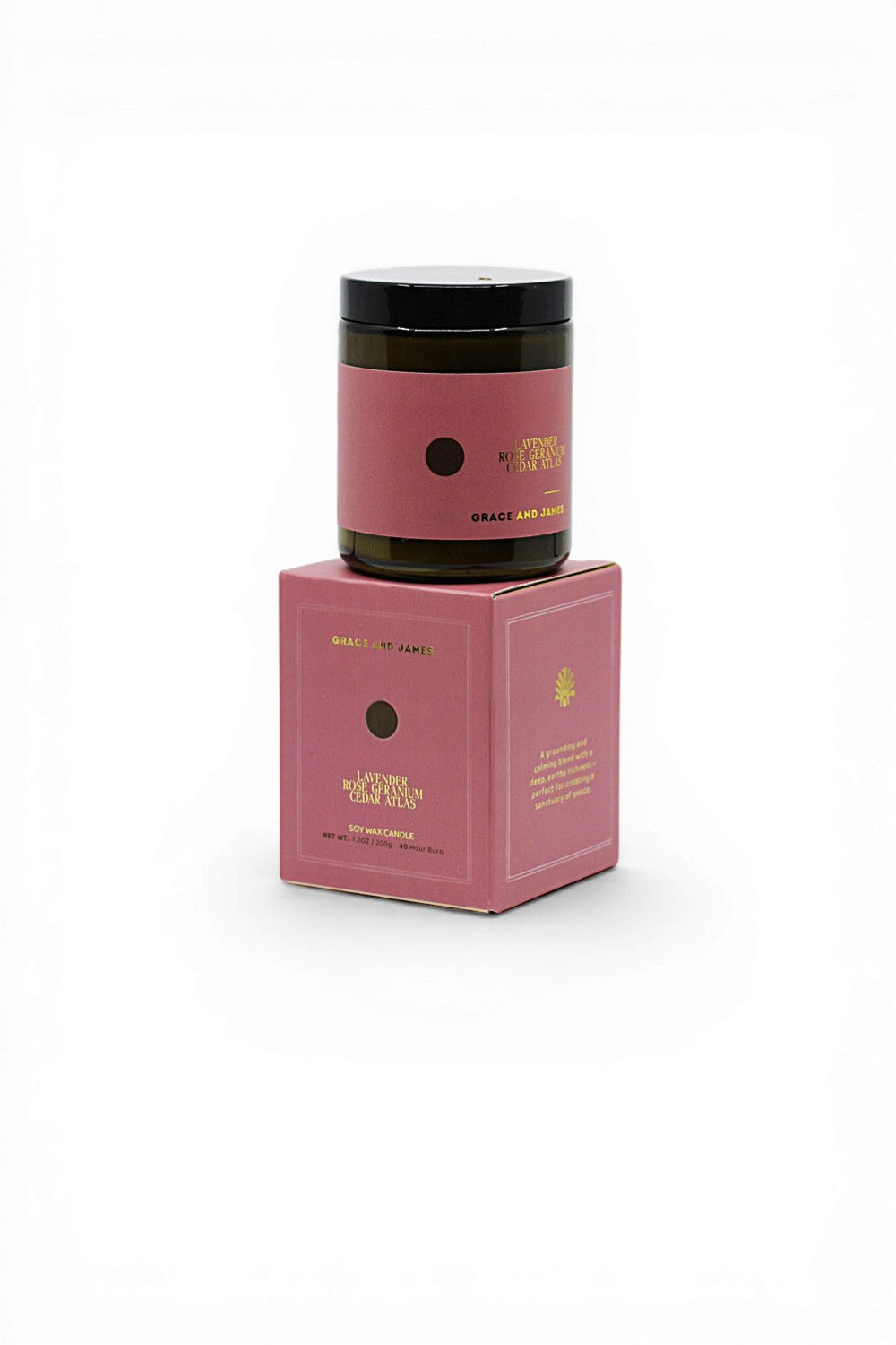 Grace and James Candle Lavender, Rose Geranium & Cedar Atlas