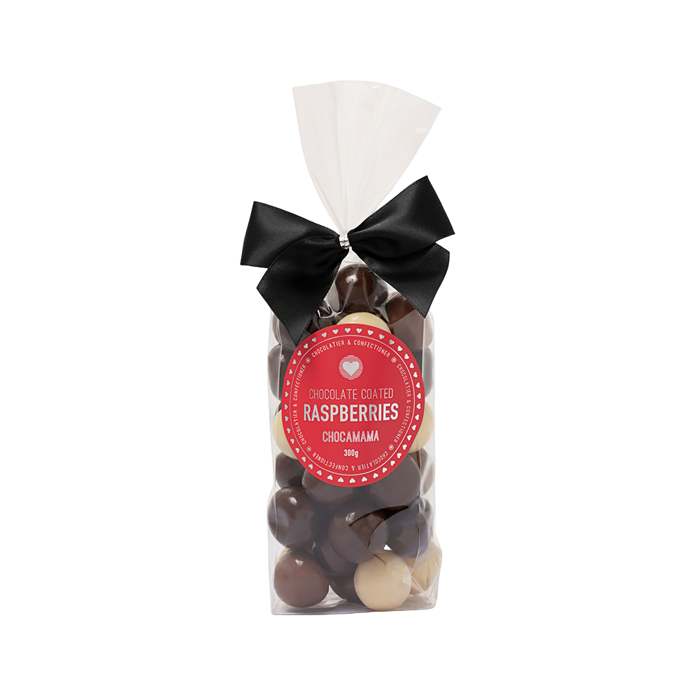 Chocamama Mixed Chocolate Raspberries 300g