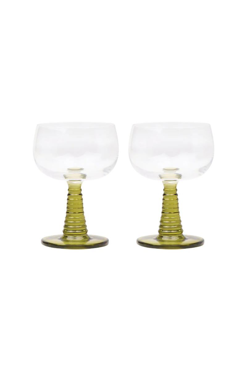 Here's How The Romy Set of 2 Wine Glasses - Olive