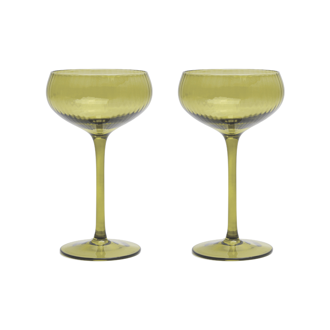 Here's How The Lou Set of 2 Coupe Glass- Sage