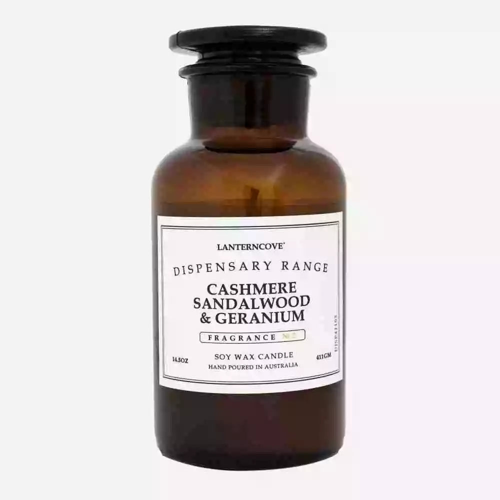 Dispensary Candle Large Cashmere Sandalwood & Geranium
